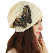 Women's hat Lace Butterfly Beanie Lady Skullies Turban Cap  J4U66