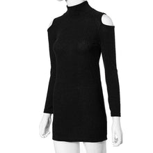 Sexy Club Dress Women Off Shoulder Long Sleeve Slim Knitwear Sweater Dress Knit Plus Size Dress J4U66
