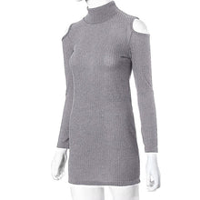 Sexy Club Dress Women Off Shoulder Long Sleeve Slim Knitwear Sweater Dress Knit Plus Size Dress J4U66