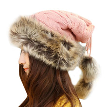 Women Fur Cap Warm Hats Girl Knitting Caps Ladies Beanie Wool Hat Fast Shipping J4U66