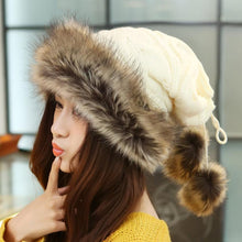 Women Fur Cap Warm Hats Girl Knitting Caps Ladies Beanie Wool Hat Fast Shipping J4U66
