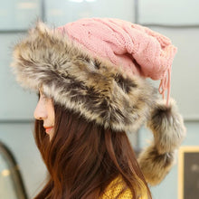 Women Fur Cap Warm Hats Girl Knitting Caps Ladies Beanie Wool Hat Fast Shipping J4U66