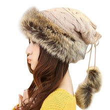 Women Fur Cap Warm Hats Girl Knitting Caps Ladies Beanie Wool Hat Fast Shipping J4U66