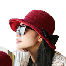 Women Girls Knitting Wool Pots Bowler Hat Bowknot Cap Fast Shipping J4U66