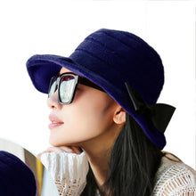 Women Girls Knitting Wool Pots Bowler Hat Bowknot Cap Fast Shipping J4U66