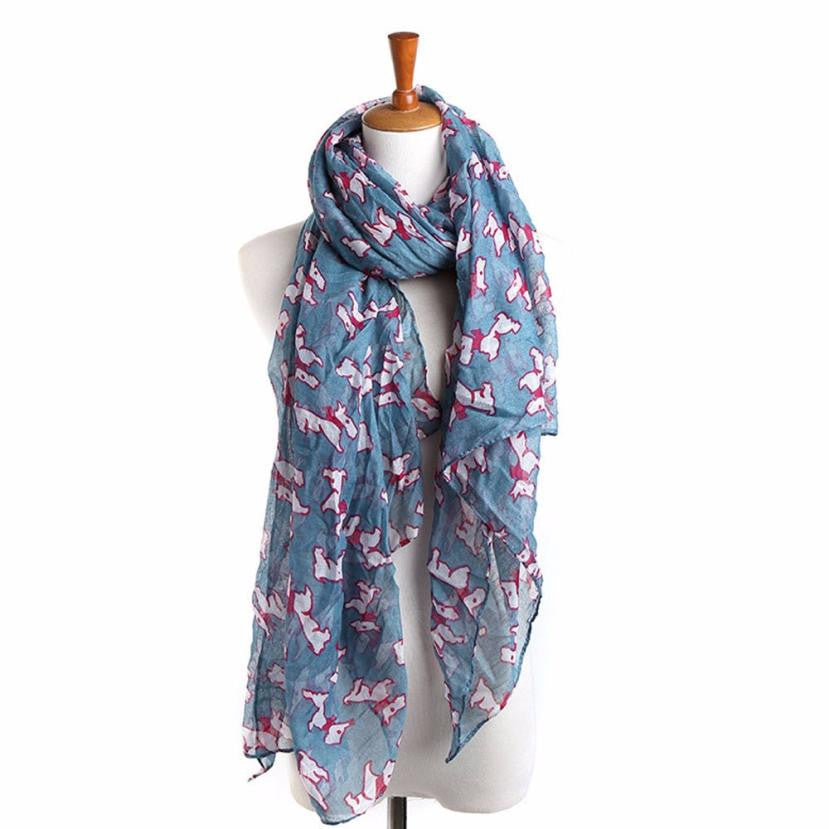 Women Ladies Puppy Print Long Scarf Warm Wrap Shawl  J4U66