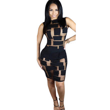 Women Lady Dress Sexy Women sleeveless Bandage Bodycon Mesh Club Party Cocktail Mini Dresses Vestidos J4U66