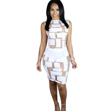 Women Lady Dress Sexy Women sleeveless Bandage Bodycon Mesh Club Party Cocktail Mini Dresses Vestidos J4U66