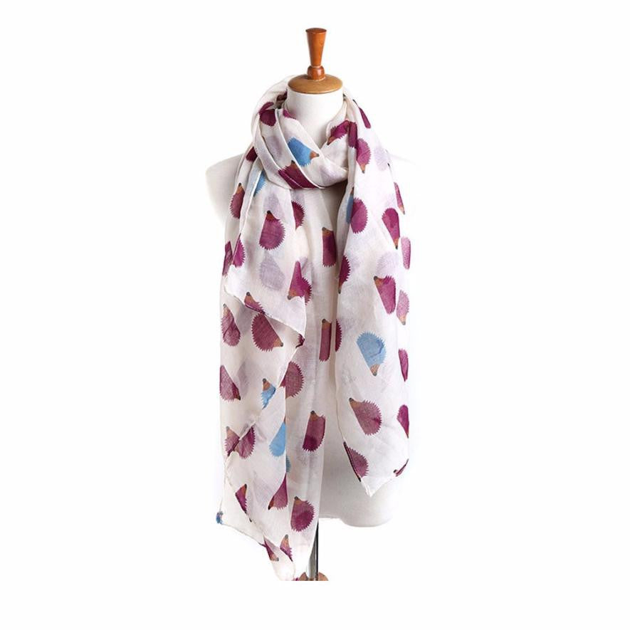 Women Lady Hedgehog Pattern Warm Long Soft Voile Scarves Shawl Wrap Scarf  J4U66