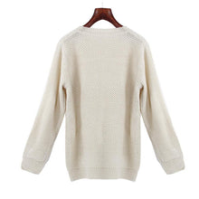 Women Long Sleeve Crew Neck Loose Sweater Knitted Sweater Knitwear Tops  J4U66