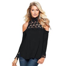 Women Sexy Strapless Shirt Long Sleeve Slim Lace Splice Tops Blouse  J4U66