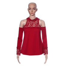 Women Sexy Strapless Shirt Long Sleeve Slim Lace Splice Tops Blouse  J4U66
