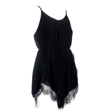 Women Strap Sleeveless Chiffon Lace V-neck Jumpsuit&Rompers Black White  J4U66