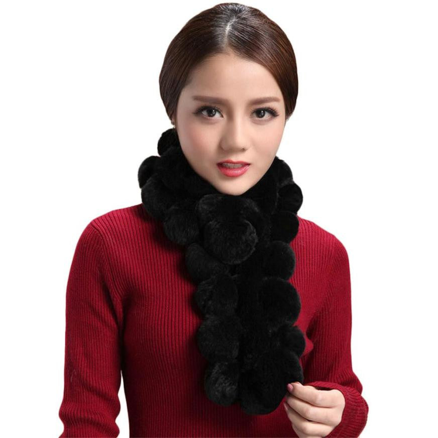 Women Scarf Lady Casual Fur Scarves Fur Ball Velvet Scarf Stretchy Soft And Fashionable J4U66