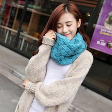 Women Warm 2 Circle Cross Grain Knit Cowl Neck Scarf Shawl  J4U66