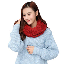 Women Warm 2 Circle Cross Grain Knit Cowl Neck Scarf Shawl  J4U66