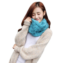 Women Warm 2 Circle Cross Grain Knit Cowl Neck Scarf Shawl  J4U66