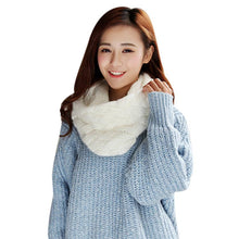 Women Warm 2 Circle Cross Grain Knit Cowl Neck Scarf Shawl  J4U66