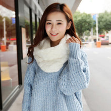 Women Warm 2 Circle Cross Grain Knit Cowl Neck Scarf Shawl  J4U66