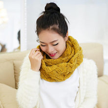 Women Warm 2 Circle Cross Grain Knit Cowl Neck Scarf Shawl  J4U66