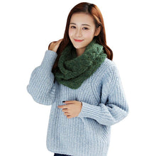 Women Warm 2 Circle Cross Grain Knit Cowl Neck Scarf Shawl  J4U66