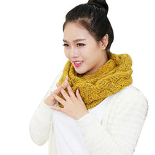 Women Warm 2 Circle Cross Grain Knit Cowl Neck Scarf Shawl  J4U66