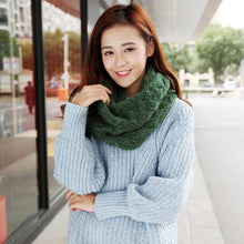 Women Warm 2 Circle Cross Grain Knit Cowl Neck Scarf Shawl  J4U66