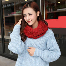 Women Warm 2 Circle Cross Grain Knit Cowl Neck Scarf Shawl  J4U66