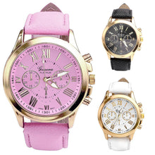 Women's Fashion Geneva Roman Numerals Faux Leather Analog Quartz quartz-watch Wrist Watch relogio masculino J4U66