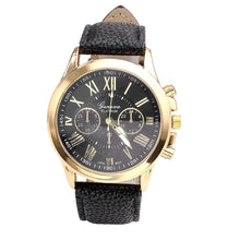 Women's Fashion Geneva Roman Numerals Faux Leather Analog Quartz quartz-watch Wrist Watch relogio masculino J4U66