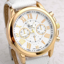 Women's Fashion Geneva Roman Numerals Faux Leather Analog Quartz quartz-watch Wrist Watch relogio masculino J4U66