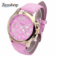 Women's Fashion Geneva Roman Numerals Faux Leather Analog Quartz quartz-watch Wrist Watch relogio masculino J4U66