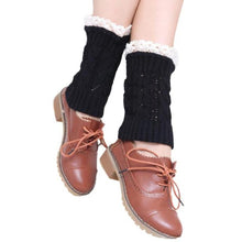 Women's Warm Soft Lace Boot Socks Knitted Leg Cuffs Laced Boot Socks Leg Warmers  J4U66