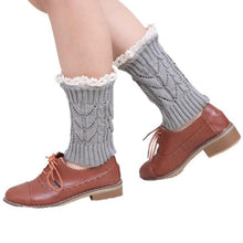 Women's Warm Soft Lace Boot Socks Knitted Leg Cuffs Laced Boot Socks Leg Warmers  J4U66