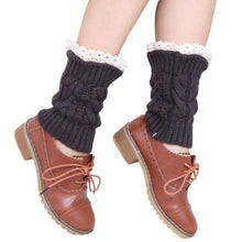 Women's Warm Soft Lace Boot Socks Knitted Leg Cuffs Laced Boot Socks Leg Warmers  J4U66
