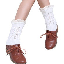 Women's Warm Soft Lace Boot Socks Knitted Leg Cuffs Laced Boot Socks Leg Warmers  J4U66