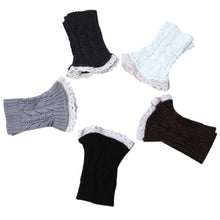 Women's Warm Soft Lace Boot Socks Knitted Leg Cuffs Laced Boot Socks Leg Warmers  J4U66
