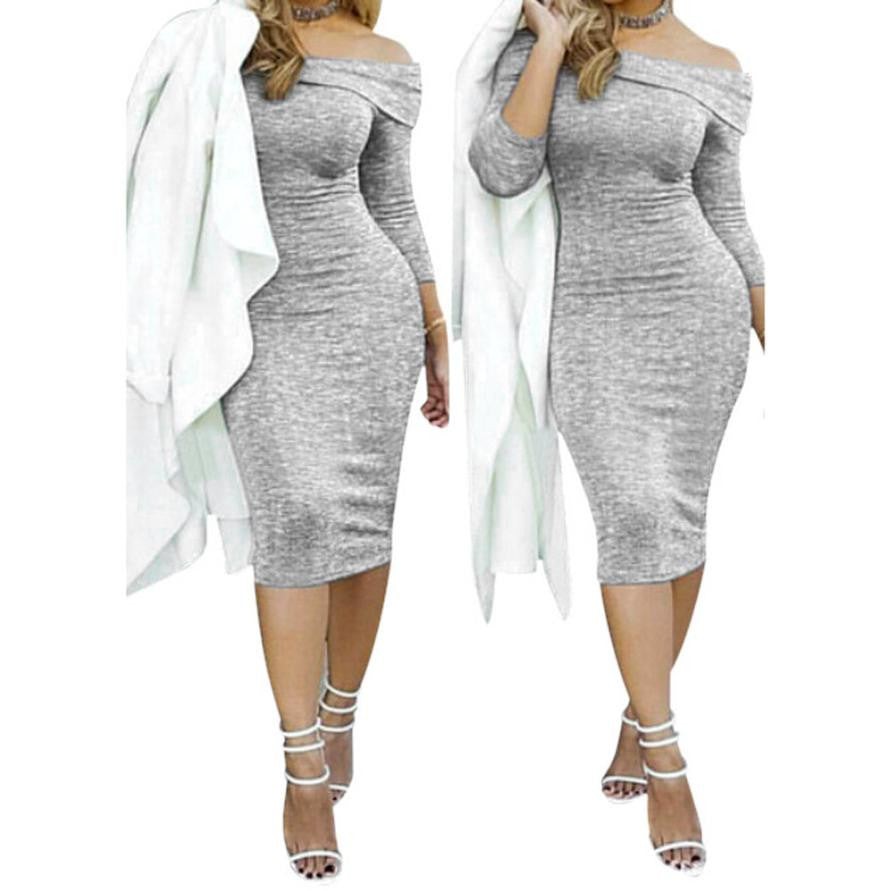 Womens Sexy Dress Dew Shoulder Package Hip Bodycon Cocktail Party Dress Fast Shipping J4U66