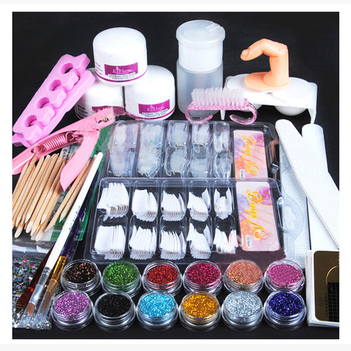 Acrylic Powder Glitter Nail Art Brush False Finger Pump Nail Art Tools Kit Set Nail Tools Decoration J4U66