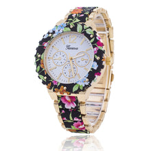 fashion Women Geneva Flower Print Style Analog Quartz Wrist Watch Fast Shipping J4U66