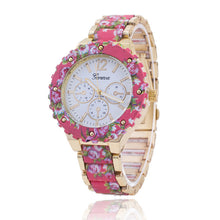 fashion Women Geneva Flower Print Style Analog Quartz Wrist Watch Fast Shipping J4U66