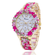 fashion Women Geneva Flower Print Style Analog Quartz Wrist Watch Fast Shipping J4U66