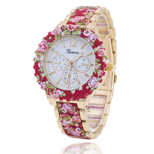 fashion Women Geneva Flower Print Style Analog Quartz Wrist Watch Fast Shipping J4U66