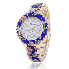fashion Women Geneva Flower Print Style Analog Quartz Wrist Watch Fast Shipping J4U66