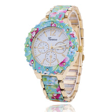 fashion Women Geneva Flower Print Style Analog Quartz Wrist Watch Fast Shipping J4U66