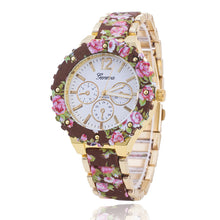 fashion Women Geneva Flower Print Style Analog Quartz Wrist Watch Fast Shipping J4U66