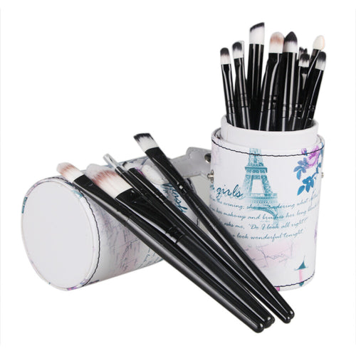 20pc Makeup Brushes Cosmetic Set Eyeshadow Brush Eyeliner Blusher Cosmetic Tools+ Leather Cup Holder Case  J4U66