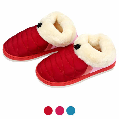 3 Colors Women Soft Warm Indoor Cotton Waterproof Home Anti-slip Shoes& Top J4U66