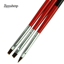 3pc nail art decorations Red Soft brush set tools professional painting pen for false nail tips UV nail gel polish J4U66
