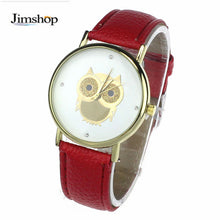 6 COLORS Women's Fashion Women Girl Gold Owl Pattern WristWatch Leather Quartz Watch Wrist Watches relojes mujer J4U66